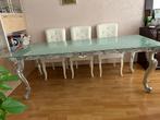 Zgan Giorgio Design craquele eettafel + zilveren barok poten, Zo goed als nieuw, Vijf personen of meer, Rechthoekig, 50 tot 100 cm
