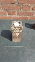 Kandelaars bruin met witte decoratie, 2 stuks, Ophalen of Verzenden