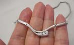 Zilveren prachtig vintage collier met heldere stenen nr.221, Met hanger, Verzenden, Zo goed als nieuw, Zilver