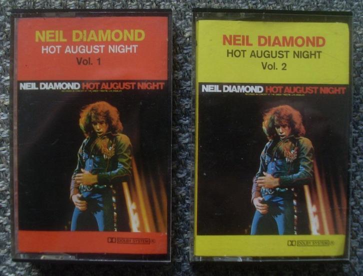Neil Diamond - Hot August Night vol.1 + vol.2 (2x MC), Cd's en Dvd's, Cassettebandjes, Gebruikt, Origineel, Pop, 2 t/m 25 bandjes