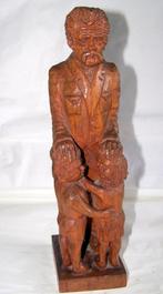Uniek handgesneden houten beeld Albert Schweitzer. 30cm.Nwst, Ophalen of Verzenden