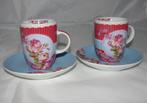 PPD Roses Sanmartin espresso kop en schotels, Huis en Inrichting, Keuken | Servies, Ophalen of Verzenden, Zo goed als nieuw, Overige stijlen