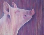 schilderij Varken 100x80cm, Minder dan 50 cm, Oorspronkelijke maker, Ophalen of Verzenden, Zo goed als nieuw