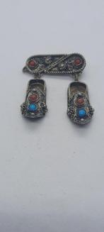 Antieke Zilveren Broche Klompjes Koraal Turquoise, Sieraden, Tassen en Uiterlijk, Broches, Gebruikt, Minder dan 4 cm, Ophalen of Verzenden