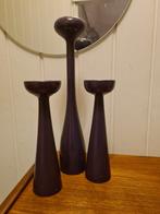 Deense kandelaars, 💜aubergine paars💜, Scandinavisch, hout., Ophalen of Verzenden, Minder dan 25 cm