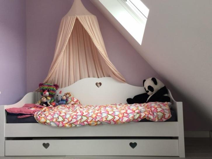 Vipack - Meisjes bed - wit - hout met hartje - met extra bed, Huis en Inrichting, Slaapkamer | Bedden, Zo goed als nieuw, Eenpersoons