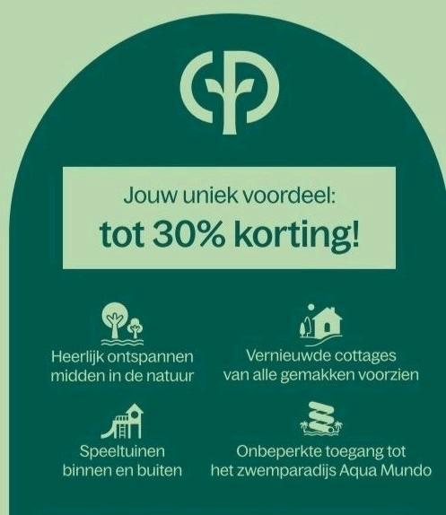 CENTERPARCS tot 30% KORTING 🙂, Tickets en Kaartjes, Kortingen en Cadeaubonnen, Drie personen of meer, Bungalowpark, Kortingsbon