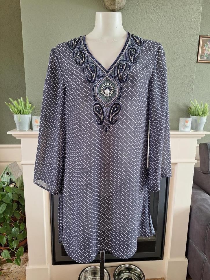 Piarossini grijs blauw tuniek top S / M 38 40 Gratis Verzend, Kleding | Dames, Blouses en Tunieken, Zo goed als nieuw, Maat 38/40 (M)