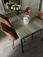 Eettafel met stoelen, Huis en Inrichting, Stoelen, Ophalen, Bruin, Zo goed als nieuw, Vier