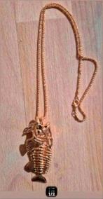 Nieuwe Goudkleurige 3D Ketting met Vis Hanger, Ophalen of Verzenden, Nieuw, Goud, Overige materialen