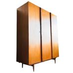 Vintage Deens design driedeurs kledingkast teak 1960’s, Ophalen, Gebruikt, 100 tot 150 cm, Teakhout