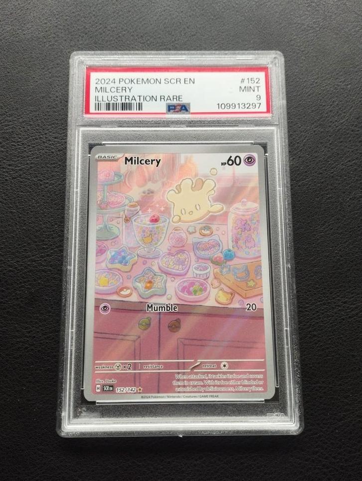 Milcery Holo Pokemon kaart PSA9 Stellar Crown Mint, Hobby en Vrije tijd, Verzamelkaartspellen | Pokémon, Zo goed als nieuw, Losse kaart