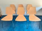 6 stoelen berkenfineer en chromen poten, Ophalen, Zo goed als nieuw