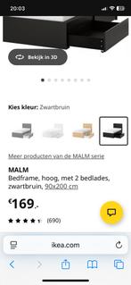 1 persoons zwart bed met twee lades met latten bodem, Huis en Inrichting, Slaapkamer | Slaapbanken, Ophalen, 90 cm, Eenpersoons