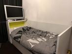 Eenpersoonsbed 200x90 met uitschuifbed voor logé, Ophalen, 90 cm, Eenpersoons, Wit