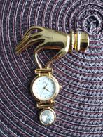Vintage Commodoor broche horloge, Overige materialen, Leer, Zo goed als nieuw, Ophalen