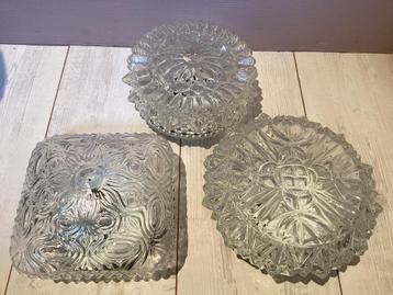 Plafondlampen helder geperst glas retro vintage beschikbaar voor biedingen