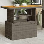 Tuintafel LIFT 90X55X71 Cm Poly Rattan En Acaciahout Grijs, Verzenden, Nieuw, Wicker, Rechthoekig