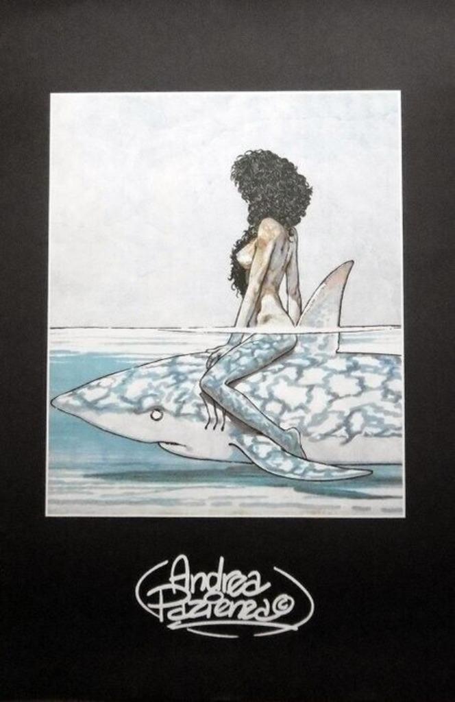 Andrea Pazienza - Artprint "Betta e lo Squalo" 1.edi 1990, Antiek en Kunst, Kunst | Litho's en Zeefdrukken, Verzenden