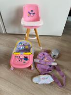 Baby born eetstoel & stoel voor aan tafel, draagzak & helm, Kinderen en Baby's, Speelgoed | Poppen, Ophalen, Zo goed als nieuw