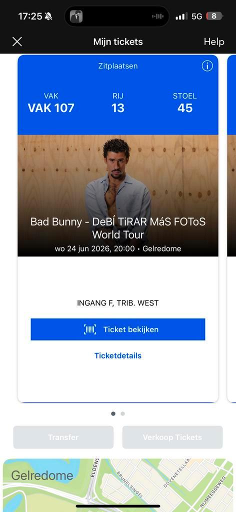2 Bad Bunny Tickets (zitplekken) Gelredome Arnhem 24-06-2026, Tickets en Kaartjes, Concerten | Pop, Twee personen, Juni