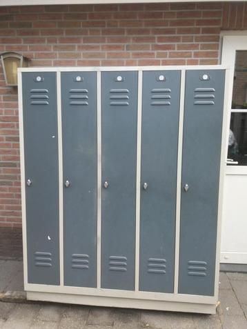 Vintage grote lockerkast - locker - 5 deurs - industrieël