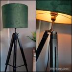ZGAN💛 3 poot zwart + Lampenkap groen TOPSTAAT! ZIE ALLE FOT, Huis en Inrichting, Lampen | Vloerlampen, 150 tot 200 cm, Zo goed als nieuw