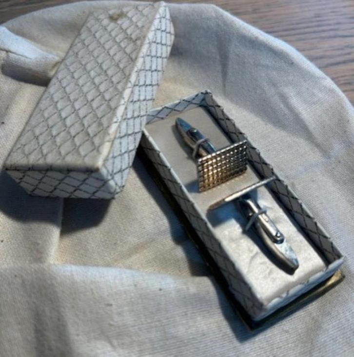 Zilveren manchetknopen, Sieraden, Tassen en Uiterlijk, Manchetknopen, Gebruikt, Zilver, Verguld, Verzenden