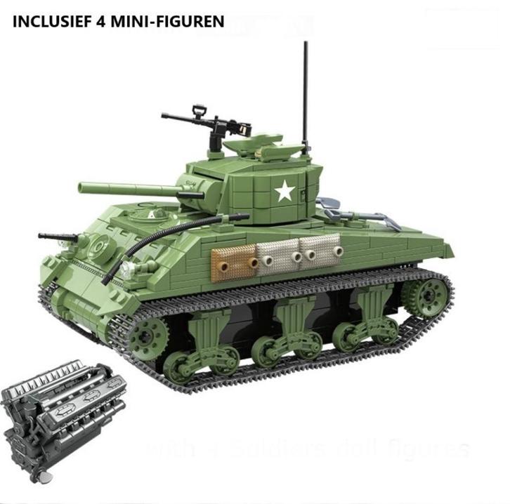 🎁 WW2 Bouwstenen - I10 - Amerikaanse Sherman Tank 🎁, Kinderen en Baby's, Speelgoed | Bouwstenen, Nieuw, Ophalen of Verzenden