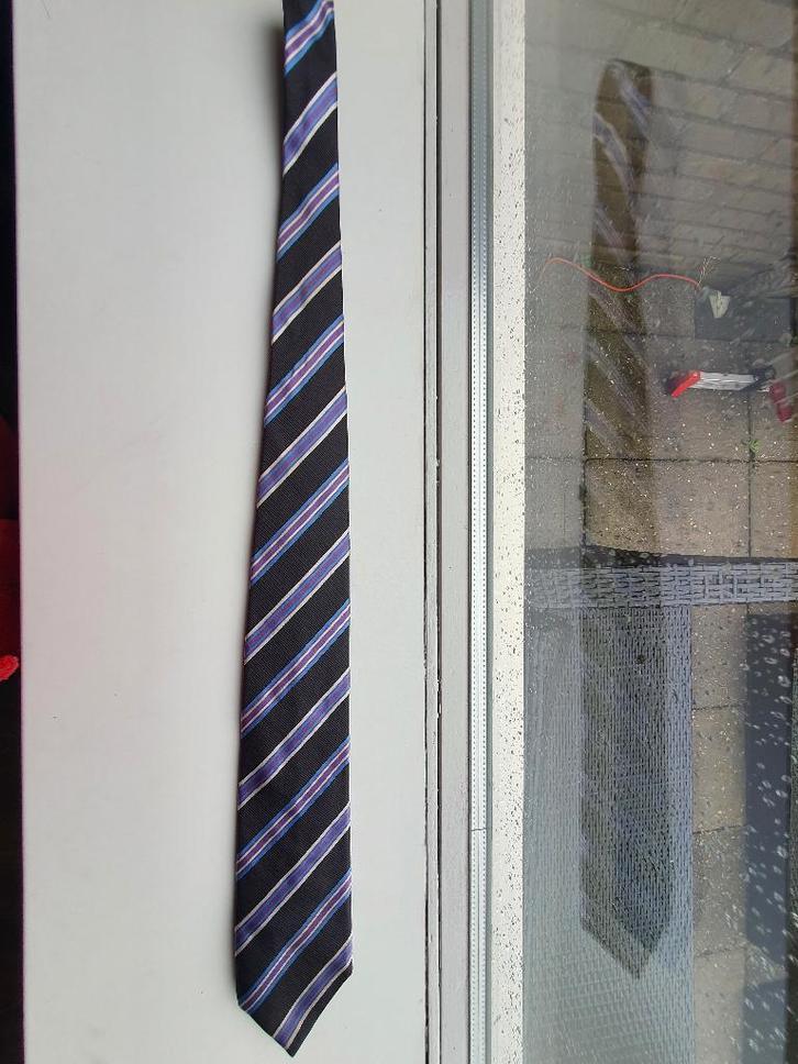 Altio Pure Silk Stropdas – Zwart met Paars/Blauw Strepen, Kleding | Heren, Stropdassen, Gedragen, Blauw, Ophalen of Verzenden