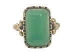Vintage gouden ring met groene chrysopraas, mt 17,5, 9843al, Verzenden, Zo goed als nieuw, 17 tot 18