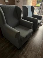 Lichtblauwe fauteuils, Ophalen, Gebruikt, 75 tot 100 cm, 50 tot 75 cm