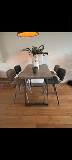 Bartafel met 4 krukken, Ophalen, 100 tot 150 cm, 50 tot 100 cm, Zo goed als nieuw