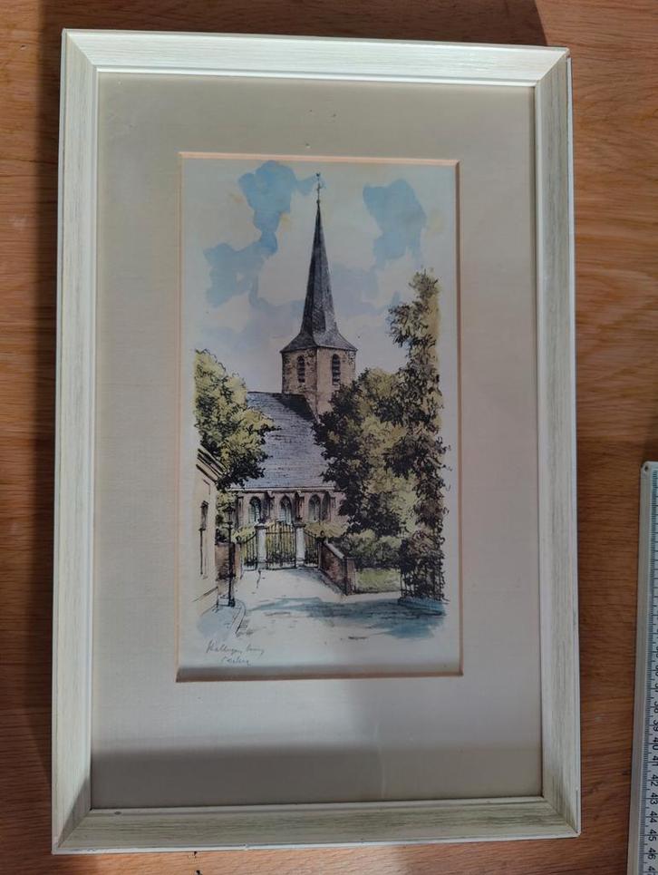 Werk van Hellegen(?), Beilen - Ingelijst, Antiek en Kunst, Kunst | Tekeningen en Foto's, Ophalen of Verzenden
