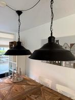 Industriële Hanglamp Lisbon Antiek Mat Zwart 2 stuks, Ophalen of Verzenden, Zo goed als nieuw, Metaal, Minder dan 50 cm