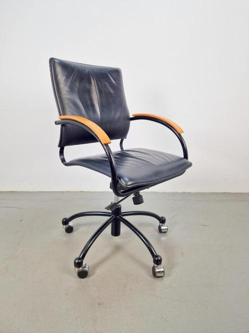 Vintage Thonet S73 leren bureaustoel van Josef Gorica, 1990, Huis en Inrichting, Bureaustoelen, Gebruikt, Bureaustoel, Zwart, Ergonomisch