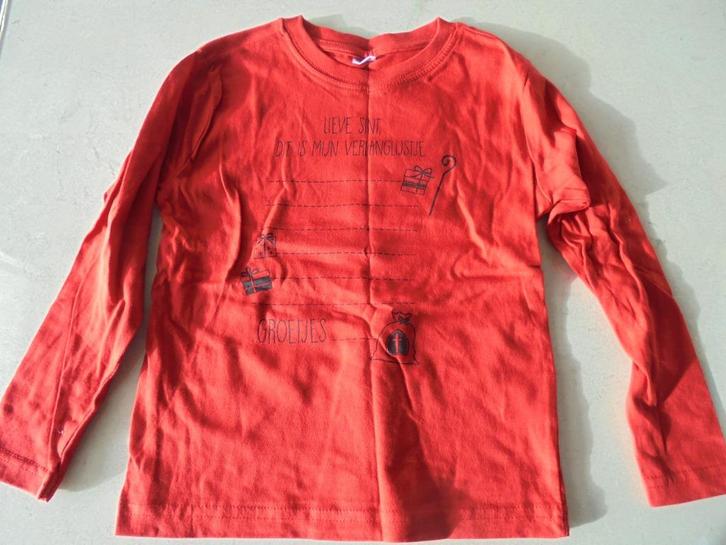 Rode longsleeve Lieve Sint maat 98/104 - NIEUW, Diversen, Sinterklaas, Nieuw, Ophalen of Verzenden