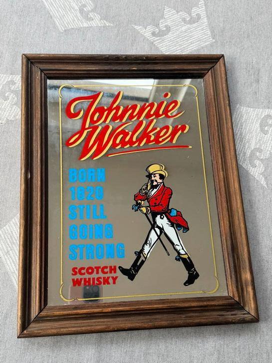 Johnnie Walker Spiegel - Vintage bar / mancave Decoratie, Huis en Inrichting, Woonaccessoires | Spiegels, Gebruikt, Minder dan 50 cm