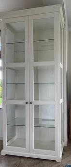 Witte vitrine kast buffetkast, Huis en Inrichting, Kasten | Buffetkasten, Ophalen, 200 cm of meer, 50 tot 100 cm, Glas