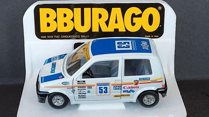 Fiat Cinquecento Sporting Rally 1:24 Bburago Burago box Pol, Hobby en Vrije tijd, Modelauto's | 1:24, Zo goed als nieuw, Auto