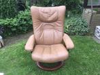 Leren stoel beigekleurig, Stressles van Ekornes, Huis en Inrichting, Fauteuils, Ophalen, Gebruikt, Minder dan 75 cm, Hout