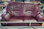 Bordeaux rood/roze/paarse leren bank, Ophalen of Verzenden, Gebruikt