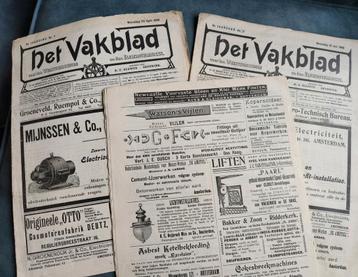 1908, 3 X HET VAKBLAD, WERKTUIGKUNDIGE, ELECTROTECHNICUS beschikbaar voor biedingen