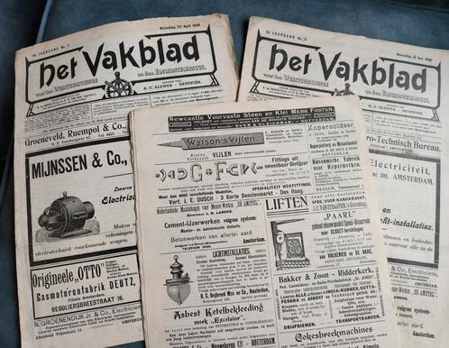 1908, 3 X HET VAKBLAD, WERKTUIGKUNDIGE, ELECTROTECHNICUS, Verzamelen, Tijdschriften, Kranten en Knipsels, Tijdschrift, Voor 1920