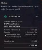 dgp ticket voor vrij/zat/zon 29-8 t/m 31-8-2025, Eén persoon, Augustus