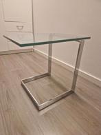 GRATIS: Moderne bijzettafel / laptoptafeltje — glas & metaal, Ophalen, Zo goed als nieuw, Metaal of Aluminium, Minder dan 55 cm