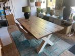 Rustiek eikenhouten eettafel.  200 x 100 cm., Huis en Inrichting, Ophalen, 200 cm of meer, 50 tot 100 cm, Zo goed als nieuw
