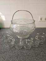 Vintage Glazen Punch Bowl Set, Ophalen of Verzenden