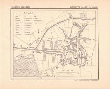 Plattegrond ASSEN 1868 J.Kuyper.  Landkaart beschikbaar voor biedingen