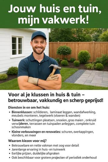 Betrouwbare klusjesman voor binnen en buiten beschikbaar voor biedingen